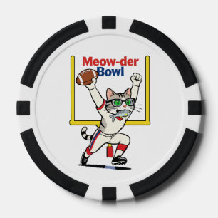 Jetons De Poker Champion du Meow-der Bowl Chat de football américa