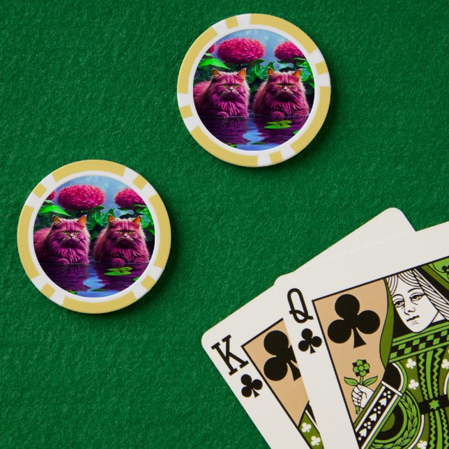Jetons de Poker Chanceux pour les Amoureux de Chat (Table de poker (double))