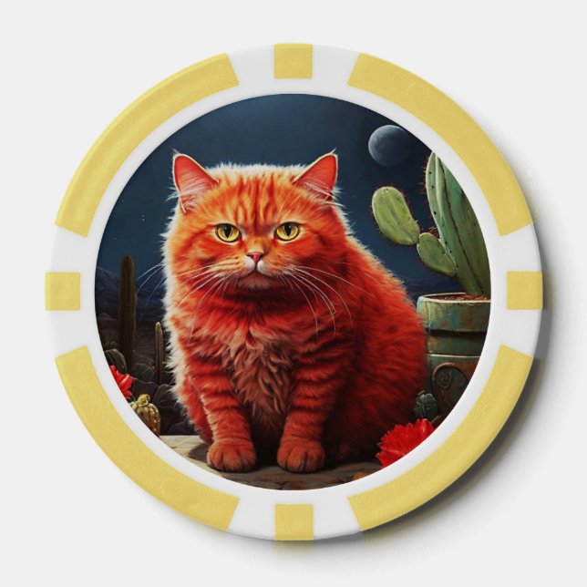 Jetons de Poker Chanceux pour les Amoureux de Chat (Recto)