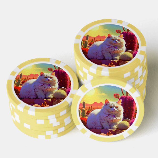 Jetons de Poker Chanceux pour les Amoureux de Chat (Empiler)