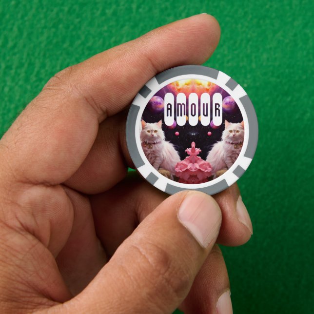 Jetons de Poker Chanceux pour les Amoureux de Chat (main)