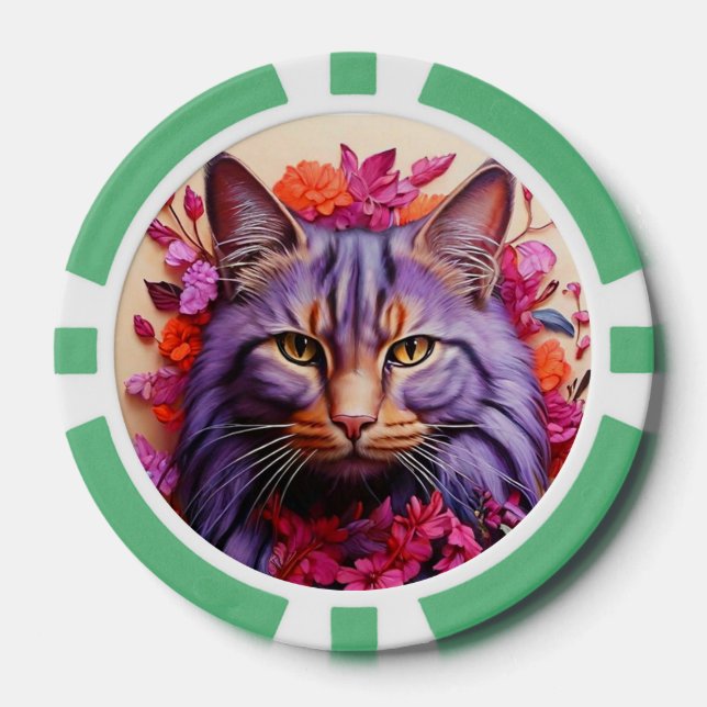 Jetons de Poker Chanceux pour les Amoureux de Chat (Recto)