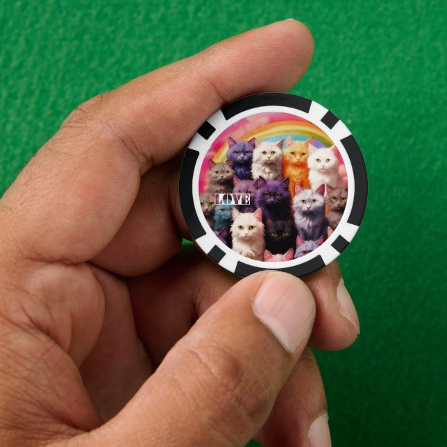 Jetons de Poker Chanceux pour les Amoureux de Chat (main)