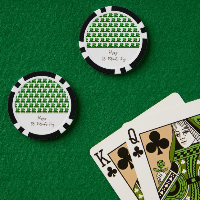 Jetons De Poker Chapeaux Verts Tendance Motif St Patrick (Table de poker (double))