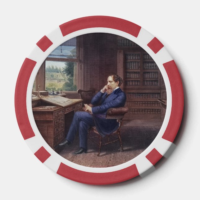 Jetons De Poker Charles Dickens dans son étude (Verso)