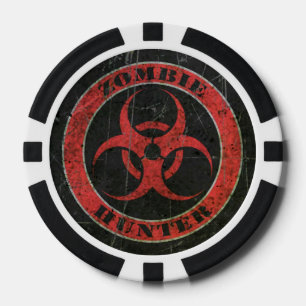 Jetons De Poker Chasseur de zombie rouge et noir à risque de bio r