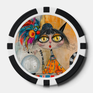 Jetons De Poker Chat diseuse de bonne aventure mystique fantaisist