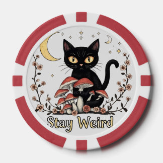 Jetons De Poker Chat noir fantaisiste encadré par des champignons