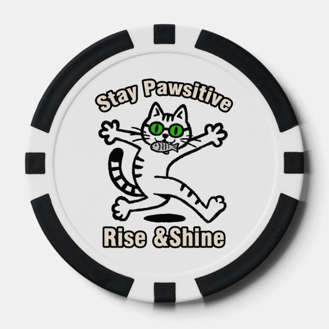 Jetons De Poker Chat Restez Positif (Recto)