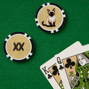 Jetons De Poker Chat Siamois Sur Vieux Papier