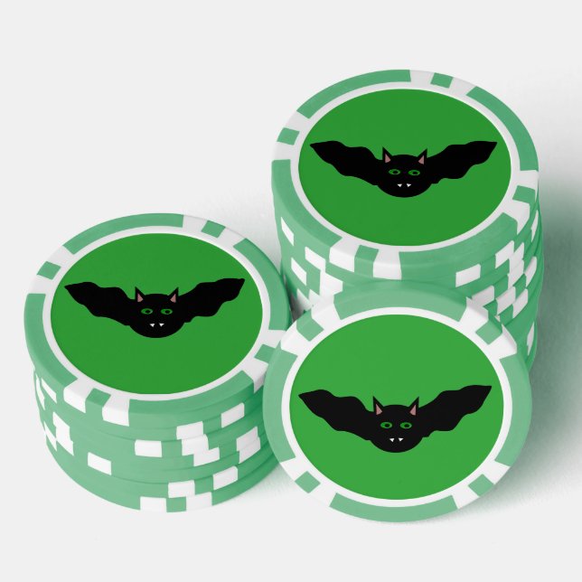 Jetons De Poker Chat Vampire face chauve Halloween Halloween (Empiler)