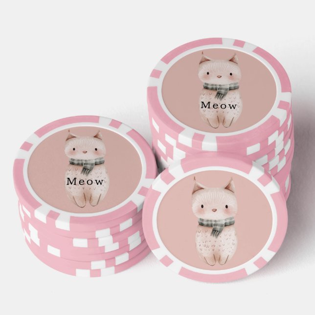 Jetons De Poker Chats roses (Empiler)