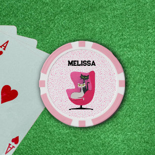 Jetons De Poker Chats sophistiqués dans les points de chaise rose