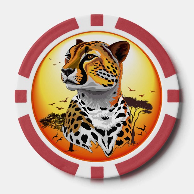 Jetons De Poker Cheetah African Feline Wild Animal (Recto)