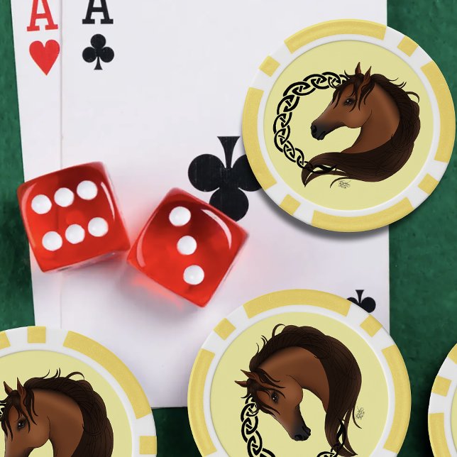Jetons De Poker Cheval Brown celtique Jaune (Créateur téléchargé)