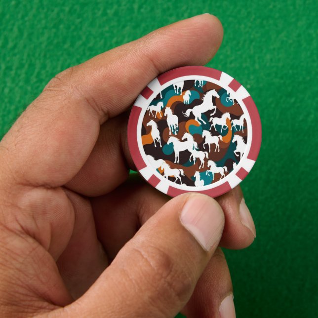 Jetons De Poker Chevaux blancs Abstraits (main)