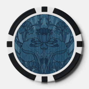 Jetons De Poker Chic motif botanique Art nouveau Iris Bleu