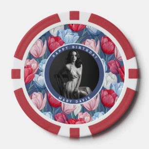 Jetons De Poker Chic Tulipe Floral Printemps Anniversaire
