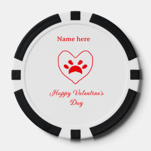 Jetons De Poker Chien chat patte cœur rouge joyeuse Saint-Valentin