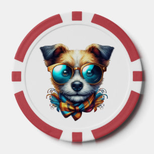 Jetons De Poker Chien Élégant Avec Des Lunettes Art De Compagnie M