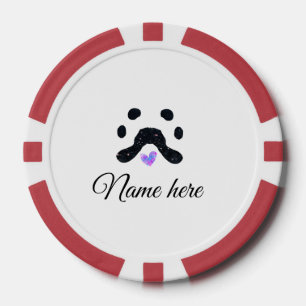 Jetons De Poker Chien patte noir animal ajouter nom texte animal p