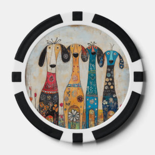 Jetons De Poker Chiens Fous Longs et Minces