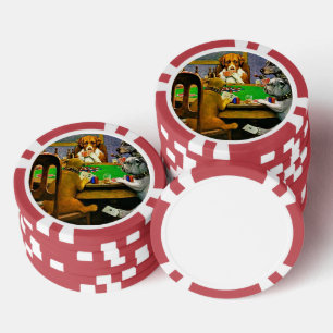 Jetons De Poker Chiens Jouant au Poker