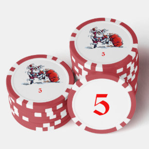 Jetons De Poker Chiffre de poker rayé 5 rouge Angry Père Noël