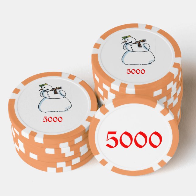 Jetons De Poker Chiffre de poker rayé Snowman orange 5000 (Empiler)
