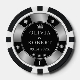 Jetons De Poker Chiffres de poker mariage noir et argent