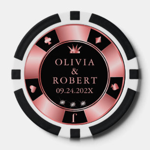 Jetons De Poker Chiffres de poker mariage noir et rose