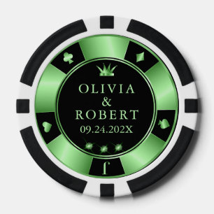 Jetons De Poker Chiffres de poker mariage noir et vert