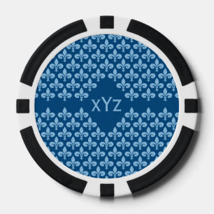 Jetons De Poker Chiffres de poker Monogram Fleur-De-Lis personnali