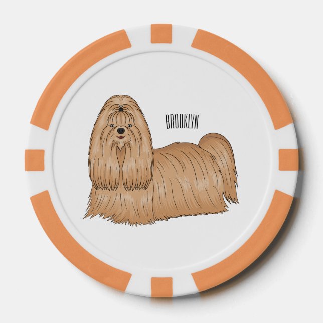 Jetons De Poker Chih tzu long cheveux dessin de chien (Recto)