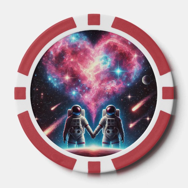 Jetons De Poker Chip de poker d'amour astronaute (Recto)