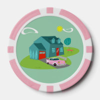 Chip de Poker de la maison de banlieue rétro