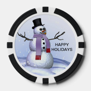 Jetons De Poker Chip de poker de vacances de Snowman