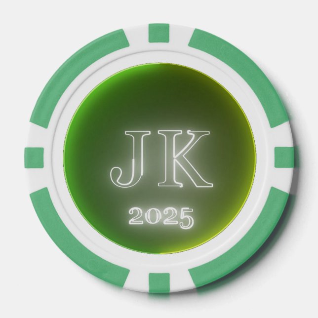 Jetons De Poker Chip de poker jaune vert JK 2025 (Recto)