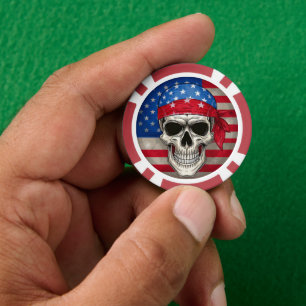 Jetons De Poker Chip Patriotique Skull Poker