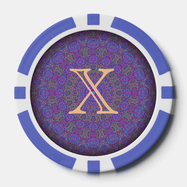 Jetons De Poker Chip "X" de Mandala à peluche violette (Recto)