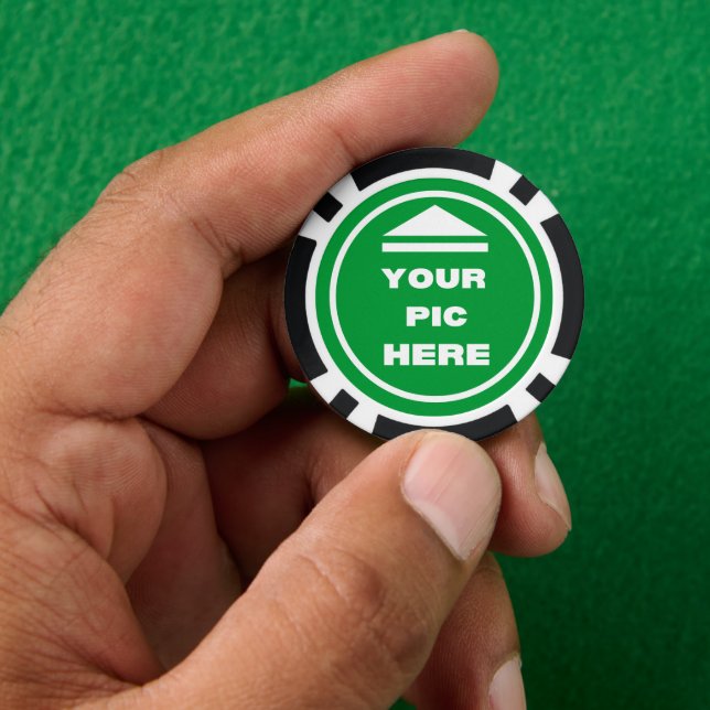 Jetons De Poker Chips de poker - Ajouter votre image - Noir (main)