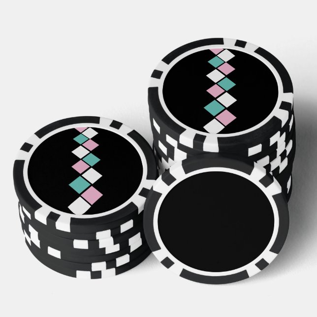 Jetons De Poker Chips de Poker Arlequin (Noir, Aqua & Rose) (Empiler)