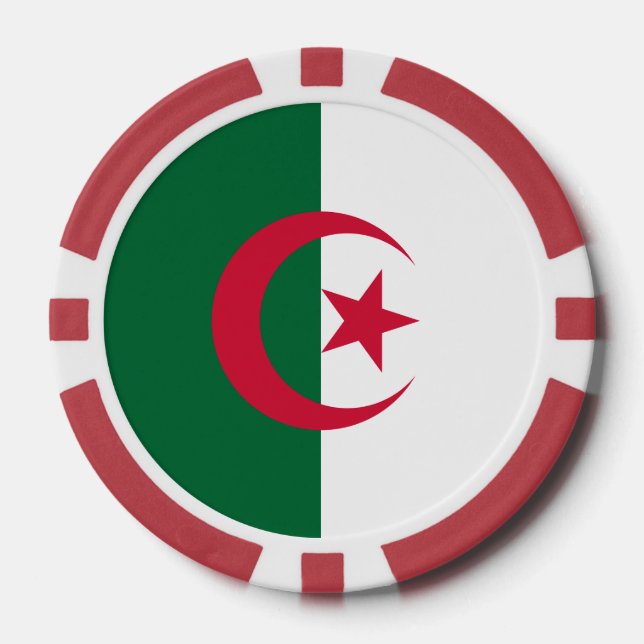 Jetons De Poker Chips de poker avec Drapeau d'Algérie (Recto)