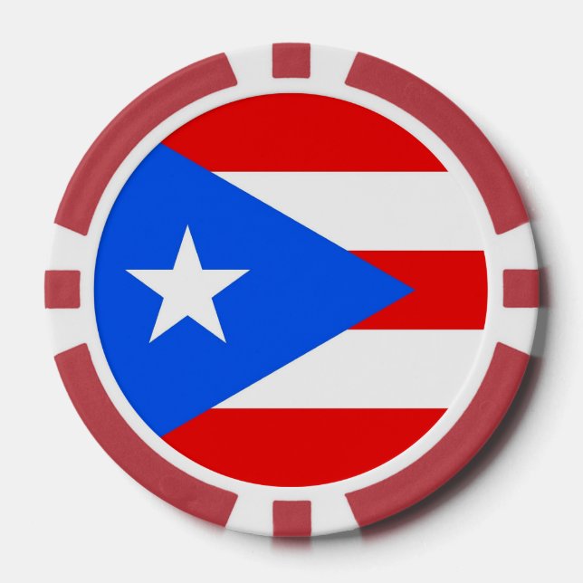 Jetons De Poker Chips de poker avec Drapeau de Porto Rico (Recto)