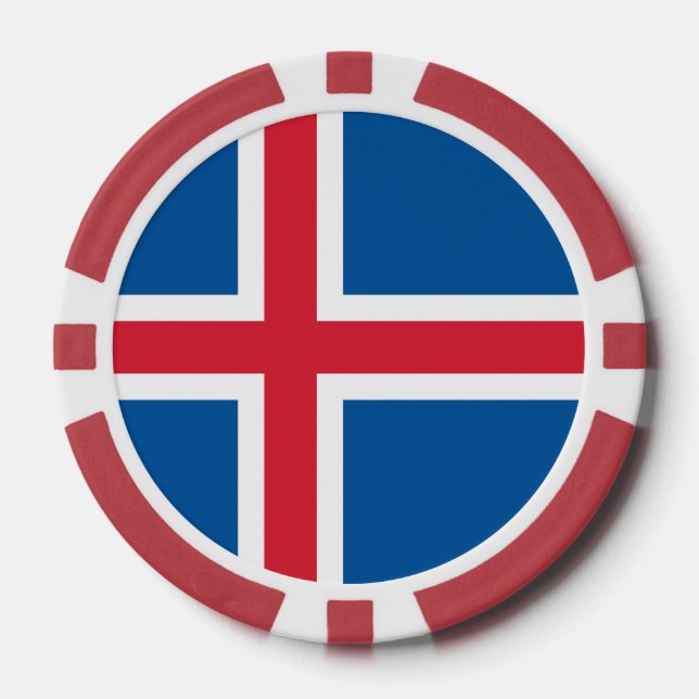 Jetons De Poker Chips de poker avec Drapeau d'Islande (Recto)