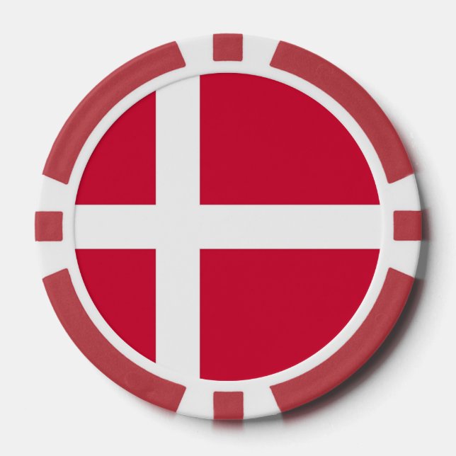 Jetons De Poker Chips de poker avec Drapeau du Danemark (Recto)