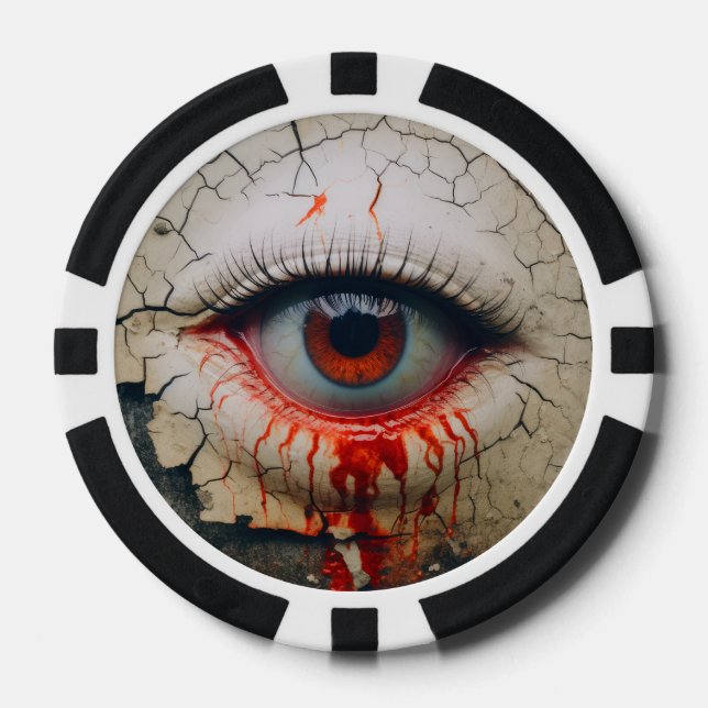 Jetons De Poker Chips de poker avec jeu Déplaisant Eyeball Horror  (Recto)