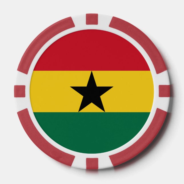 Jetons De Poker Chips de poker avec le drapeau du Ghana (Recto)