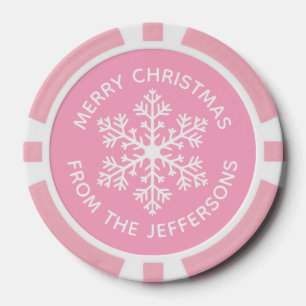 Jetons De Poker Chips de poker de Noël Pink Snowflake