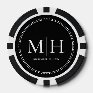 Jetons De Poker Chips de poker Mariage noir monogramme sur mesure